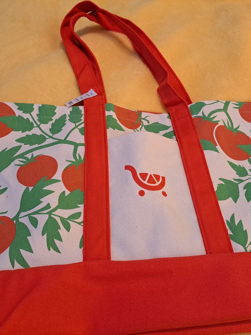 Kroger 2026 Large Canvas Tomato Print Tote Bag with Orange Trim
